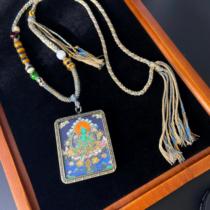 Green Tara Thangka Necklace - Healing
