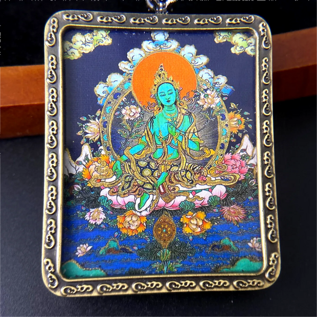 Green Tara Thangka Necklace - Healing