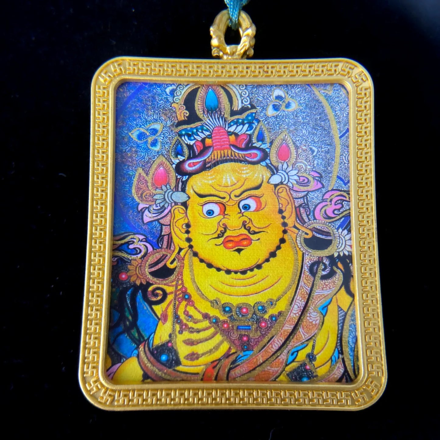Yellow Jambhala Thangka – Tibetan Wealth Deity of Prosperity, Protection & Abundance Blessings