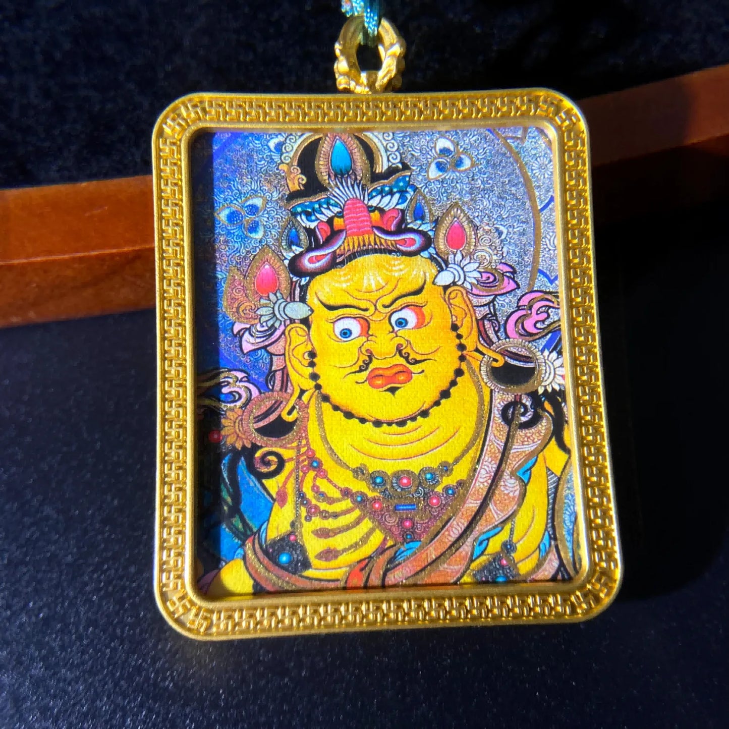 Yellow Jambhala Thangka – Tibetan Wealth Deity of Prosperity, Protection & Abundance Blessings