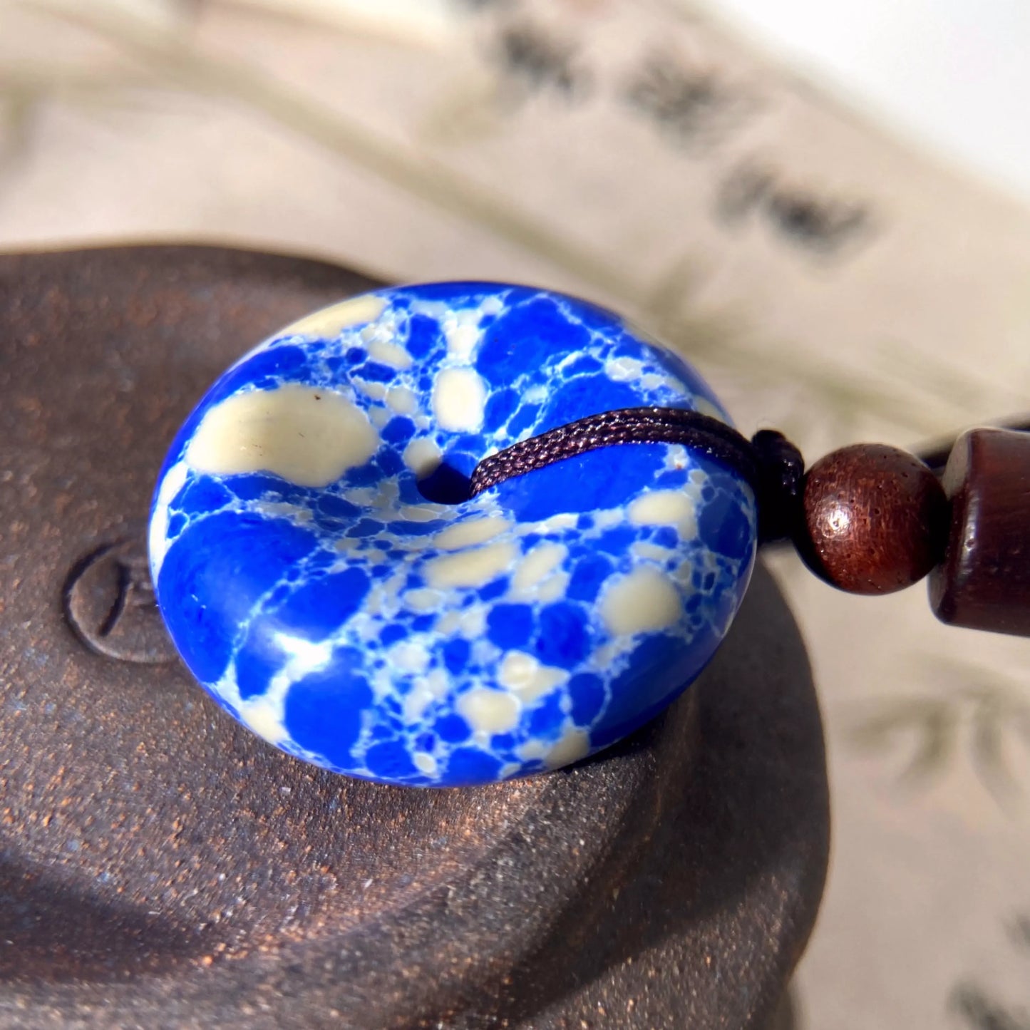 Sodalite Donut Pendant Necklace – Healing Crystal for Inner Peace, Throat Chakra Balance & Spiritual Protection