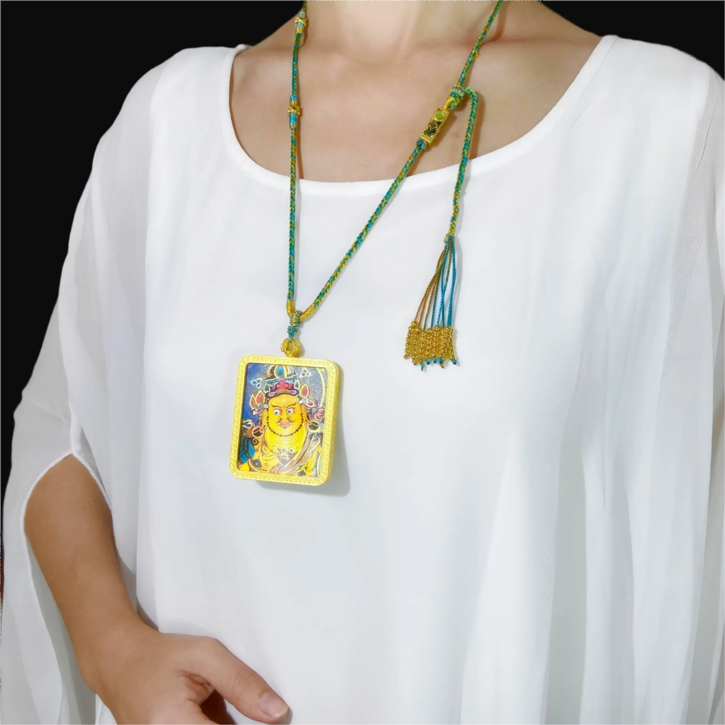 Yellow Jambhala Thangka – Tibetan Wealth Deity of Prosperity, Protection & Abundance Blessings