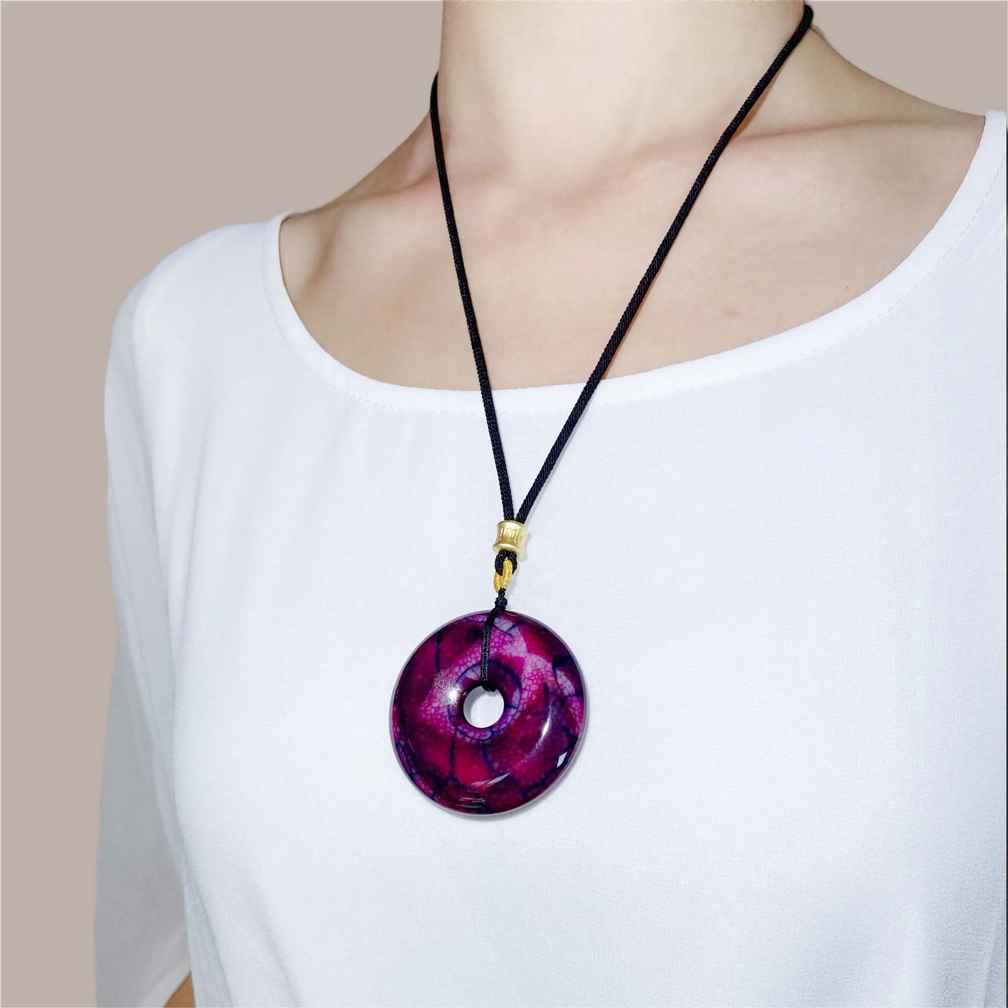 Dragon Vein Agate Ping An Kou Necklace – Ancient Chinese Talisman for Protection, Balance &amp; Energy Harmony