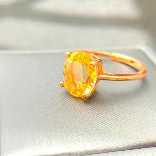Golden Aura Radiance – Natural Citrine S925 Silver Ring | Manifestation & Positive Energy Jewelry
