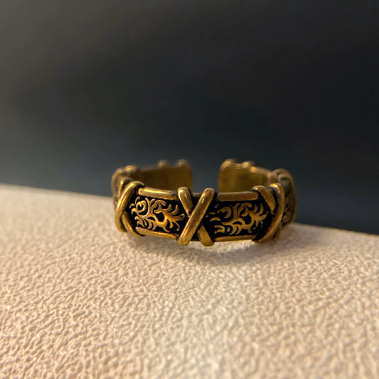 Ancient Golden Vines – Vintage Filigree Protection Ring | Spiritual Energy Talisman for Luck & Balance