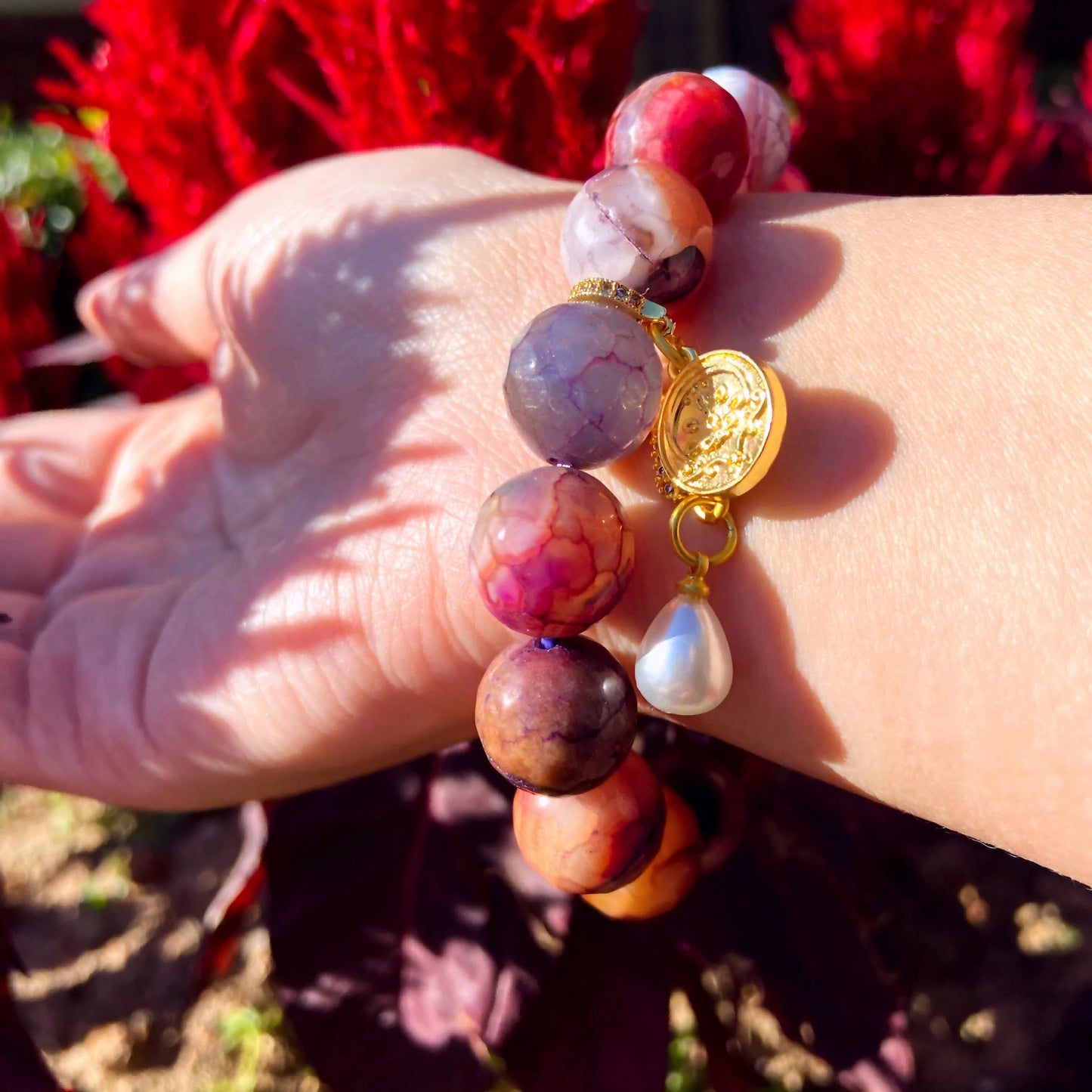 Tibetan Purple Dragon Scale Agate Bracelet – Sacred Gem from Ngari for Protection, Wisdom & Spiritual Energy | Buddhist Healing Crystal Jewelry