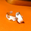 Divine Harmony – White Enamel Gold Hoop Earrings | Spiritual Energy Jewelry for Protection, Purity & Prosperity