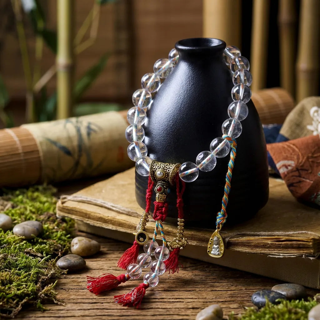 White Crystal Prayer Beads - Peaceful