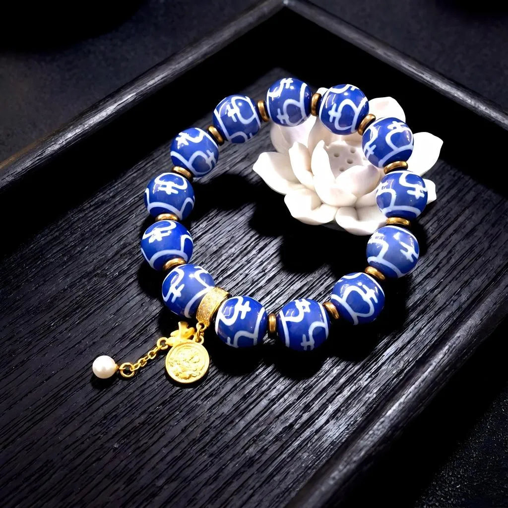 Blue Dzi Bead Bracelet - Fortune