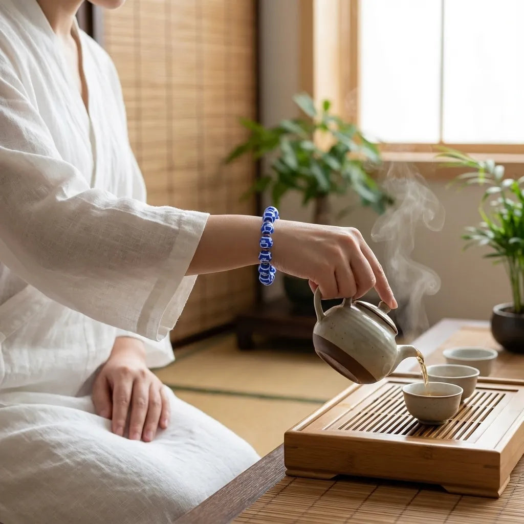 Blue Dzi Bead Bracelet - Fortune