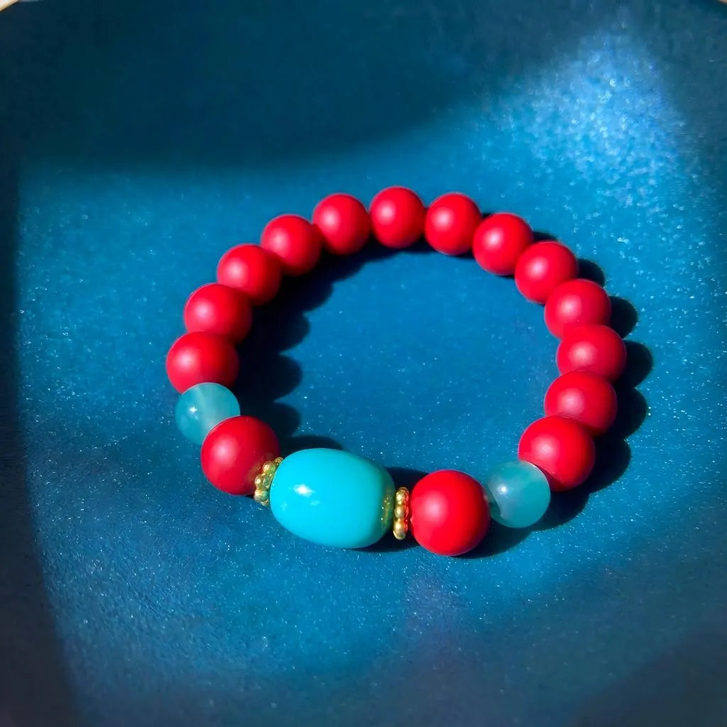 Red Sherpa  Dzi Bead Bracelet – Protection