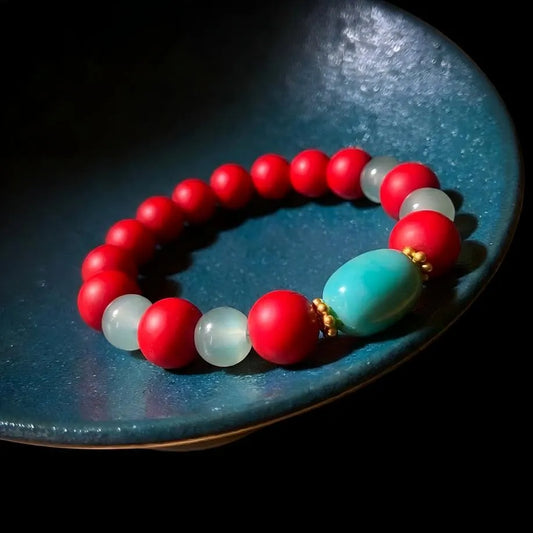 Red Sherpa  Dzi Bead Bracelet – Protection