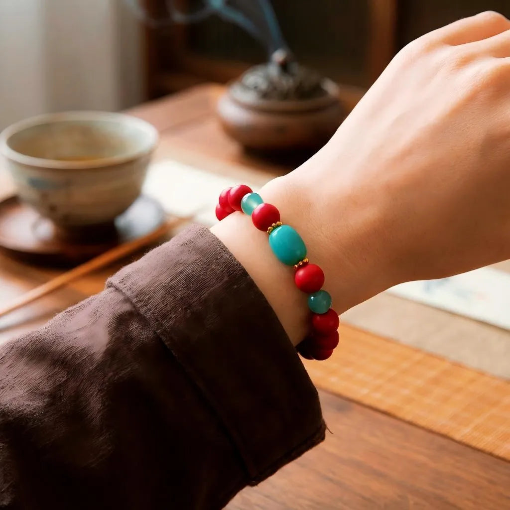 Red Sherpa  Dzi Bead Bracelet – Protection