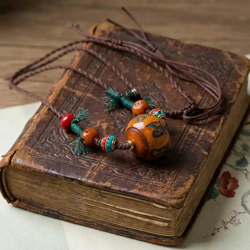 Brown Ox Bone Bead Rope Necklace - Cleansing