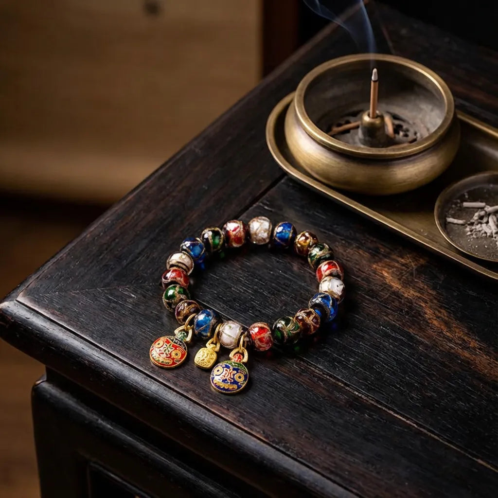 Multicolored Incense Ash Glass Bracelet - Protection