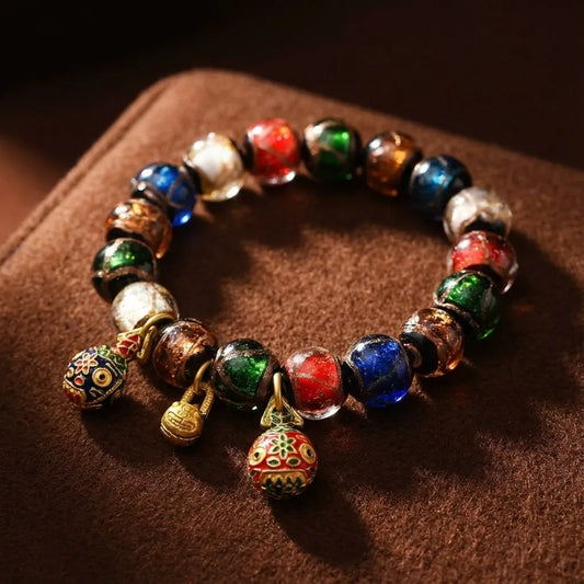 Multicolored Incense Ash Glass Bracelet - Protection