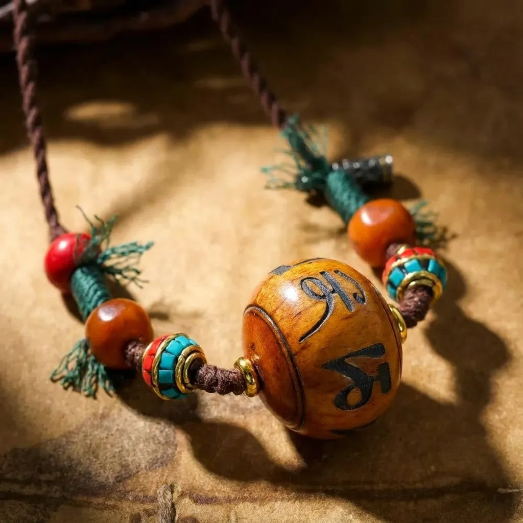 Brown Ox Bone Bead Rope Necklace - Cleansing