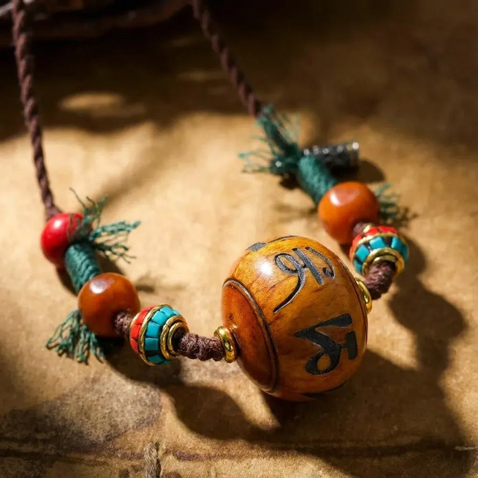Brown Ox Bone Bead Rope Necklace - Cleansing