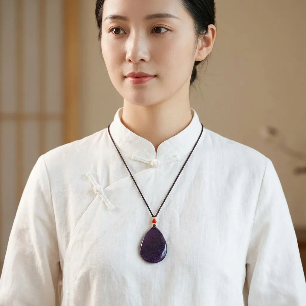 Violet Agate Pendant Necklace - Spiritual Protection