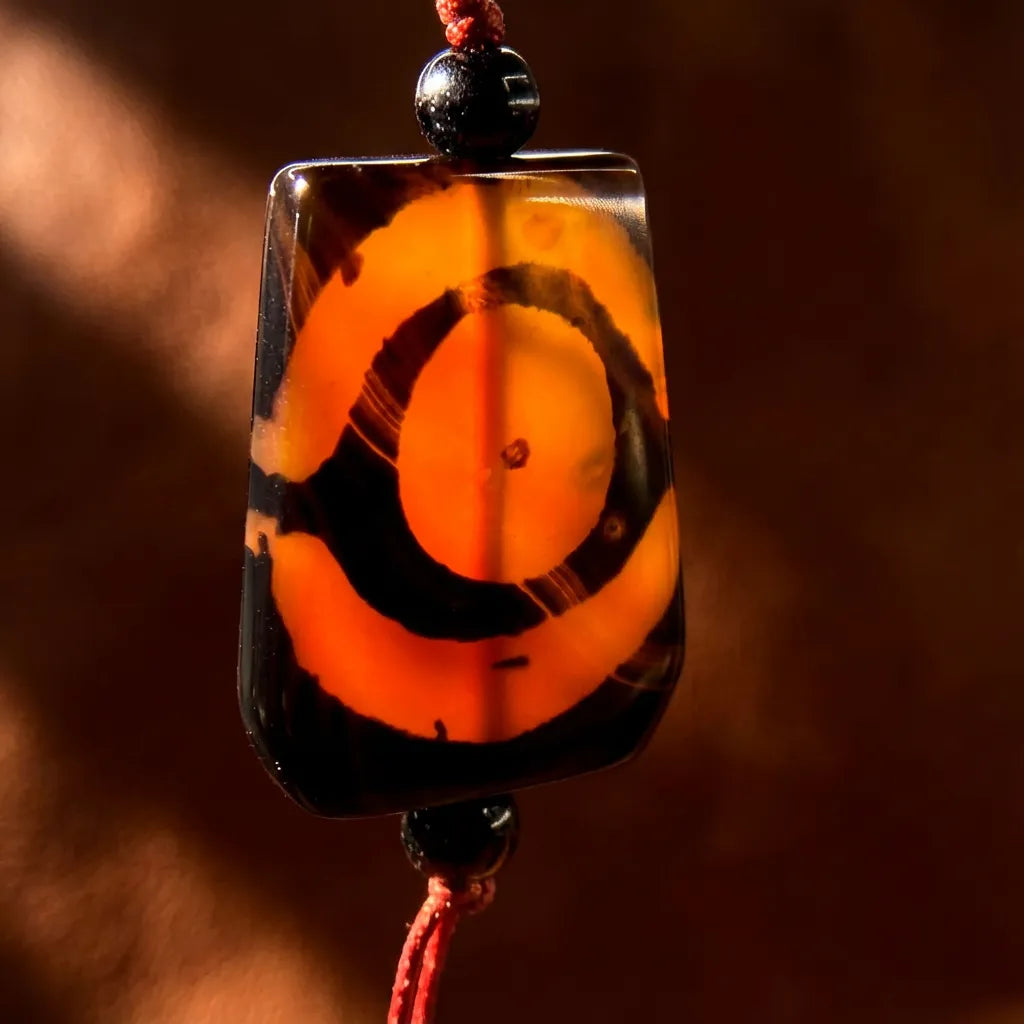 Brown Double-Eye Dzi Bead Necklace – Harmony