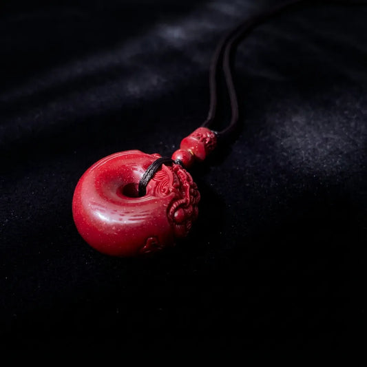 Red Cinnabar Pendant Necklace - Protection