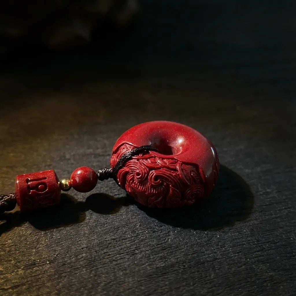 Red Cinnabar Pendant Necklace - Protection