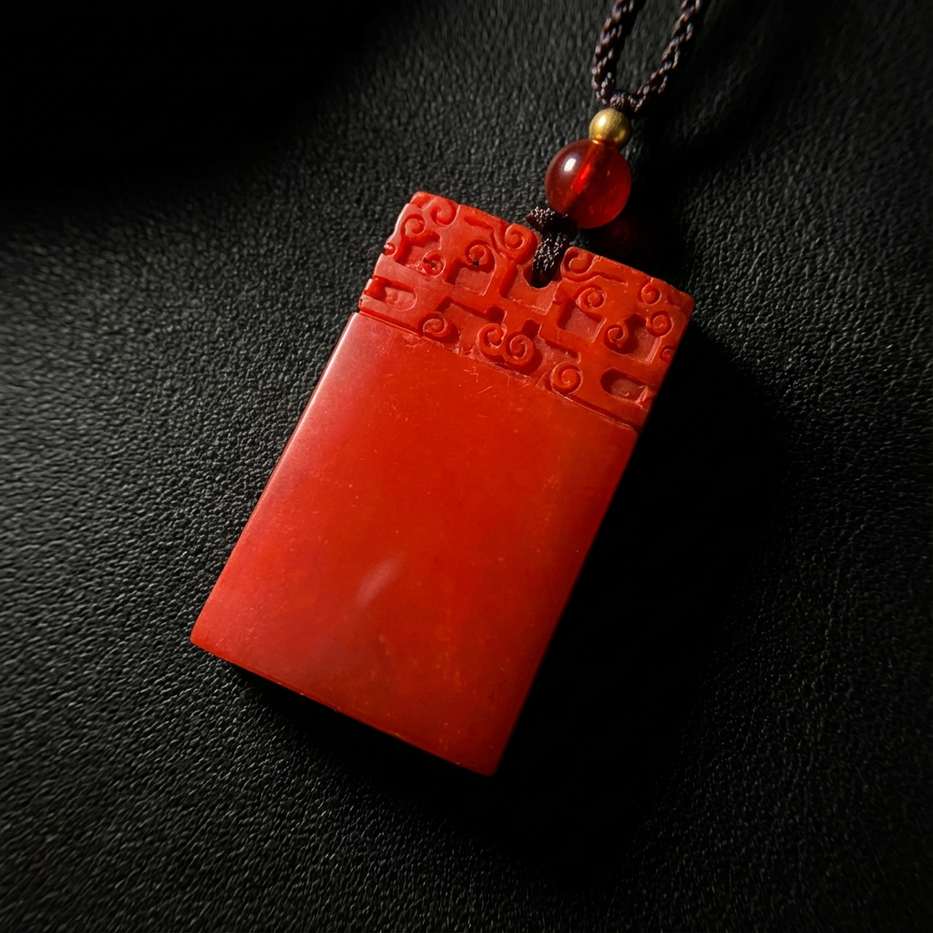 Red Cinnabar Pendant Necklace - Protection