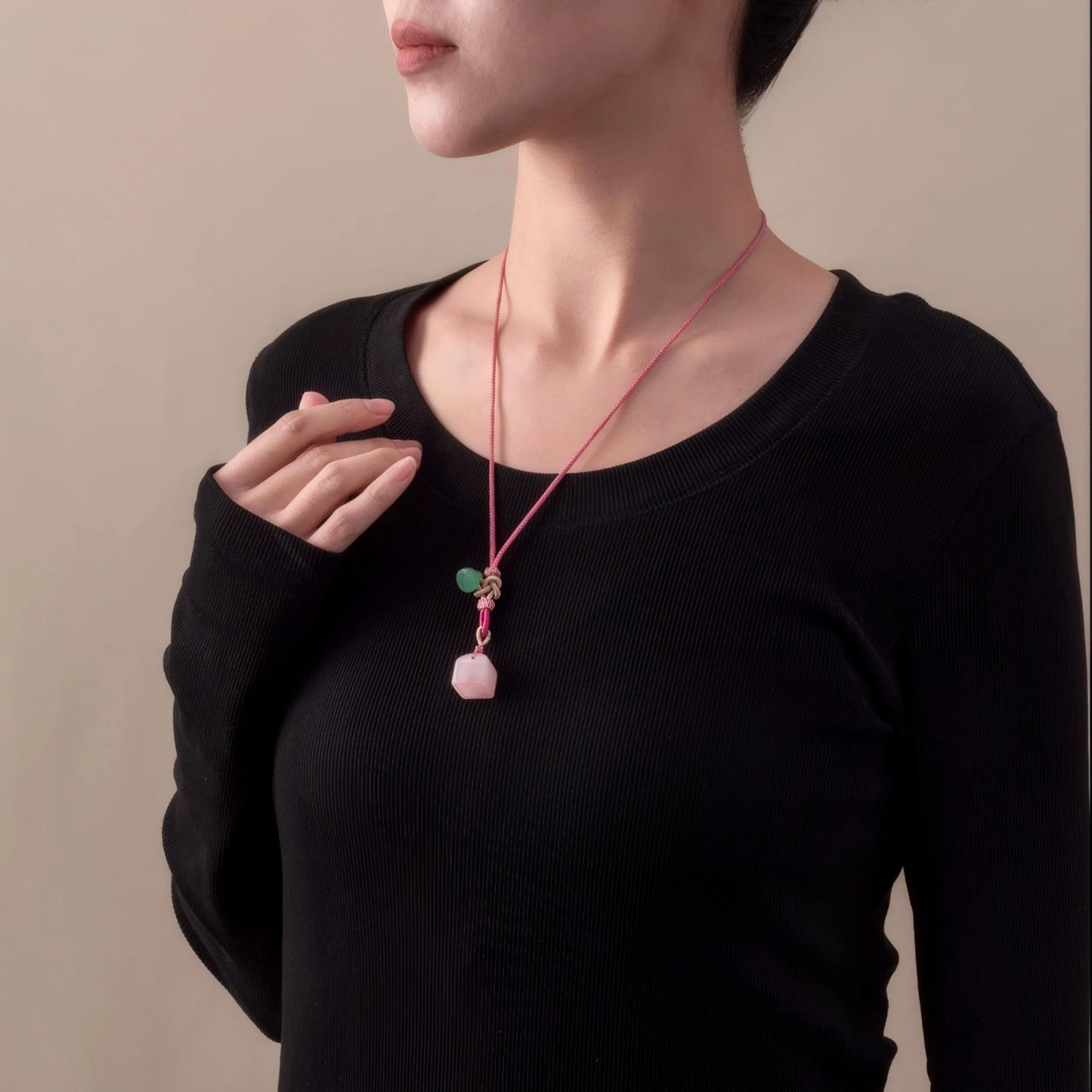 Custom Name Pink Chalcedony Amulet – Relationship Crystal Necklace for Romance, Affection & Emotional Healing”