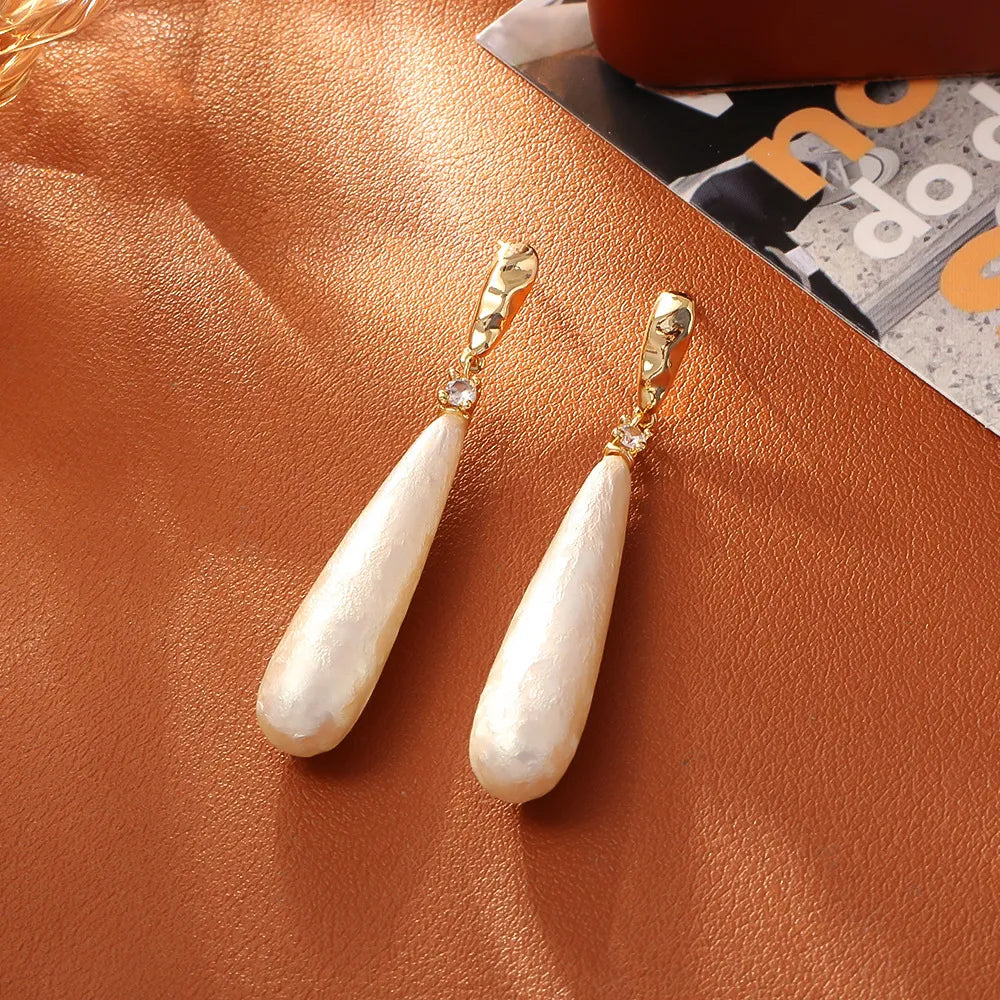 Celestial Dewdrop – Long Pearl Earrings for Spiritual Healing & Emotional Harmony