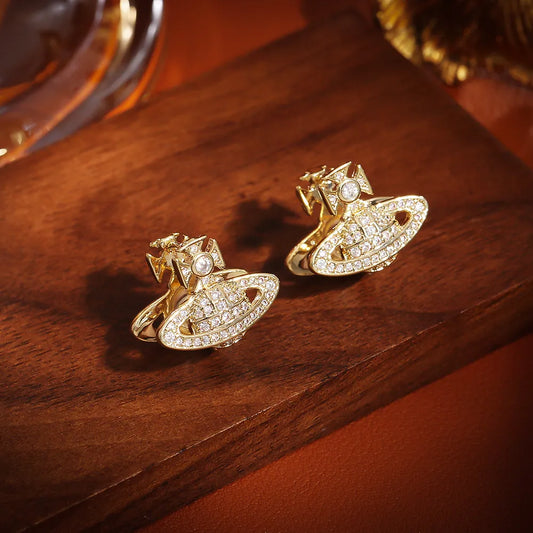 Saturn Orbit Zircon Earrings – Cosmic Energy Jewelry for Manifestation, Balance & Spiritual Protection