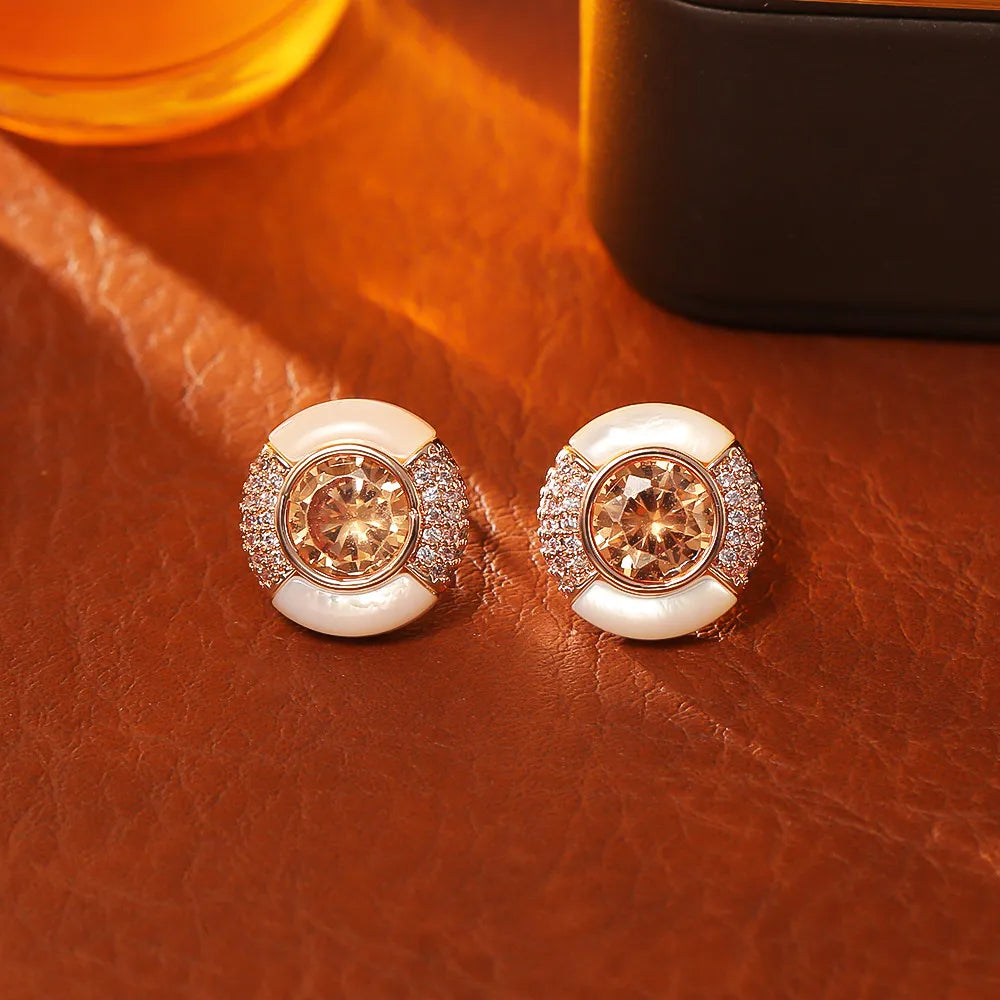 Healing Shell and Zircon Earrings – Radiate Peace, Beauty & Divine Energy