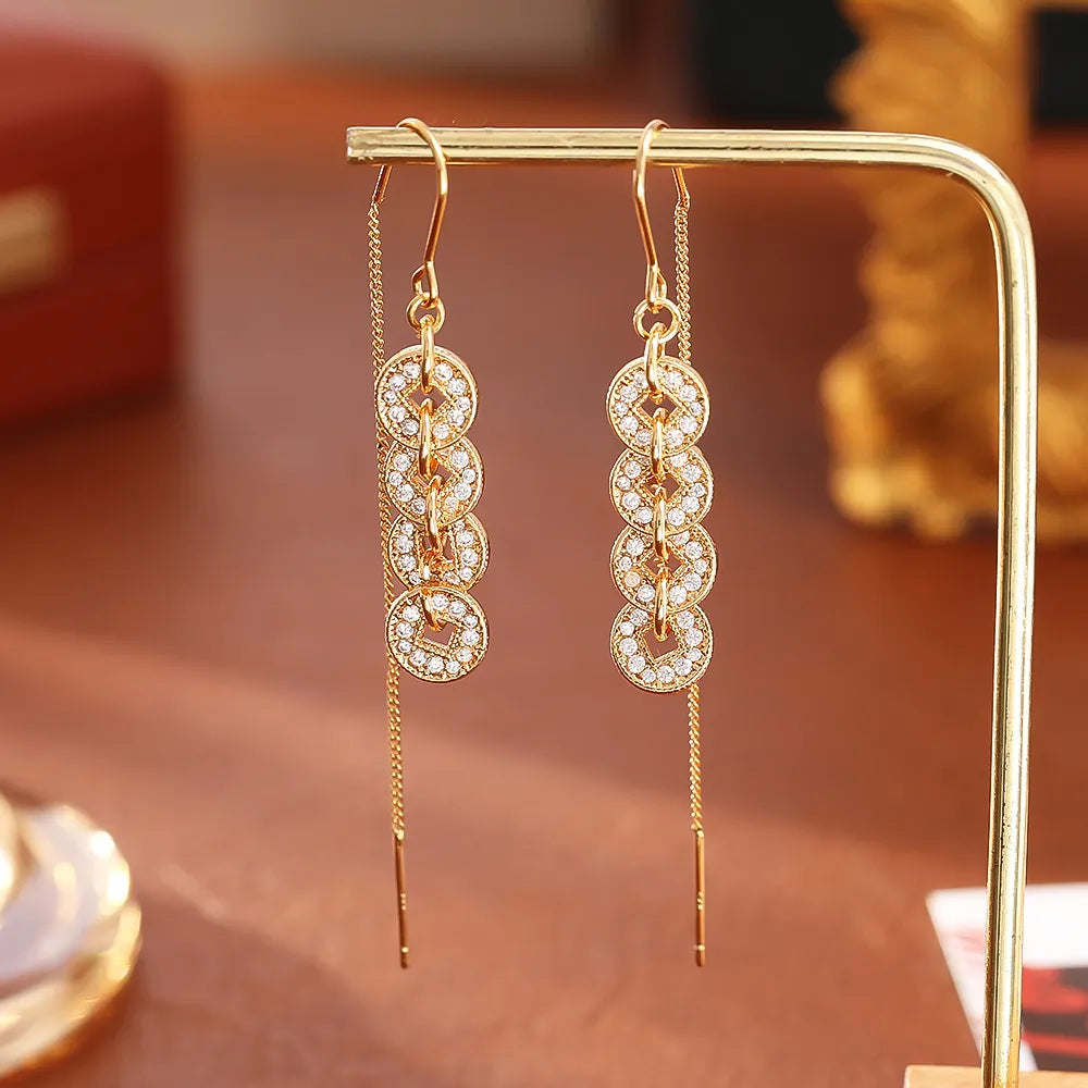 Feng Shui Lucky Coin Drop Earrings – Attract Wealth, Luck & Positive Energy