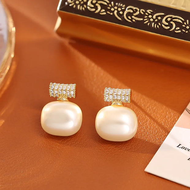 Sacred Geometry Square Pearl Earrings – Balance, Wisdom & Serenity Jewelry