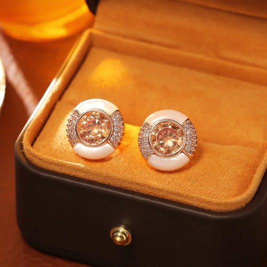 Healing Shell and Zircon Earrings – Radiate Peace, Beauty & Divine Energy