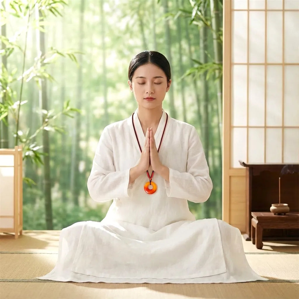 Yellow Agate Buddha Dzi Bead Pendant – Healing